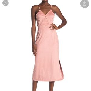 Velvet Torch – Surplice Faux Suede Midi Dress